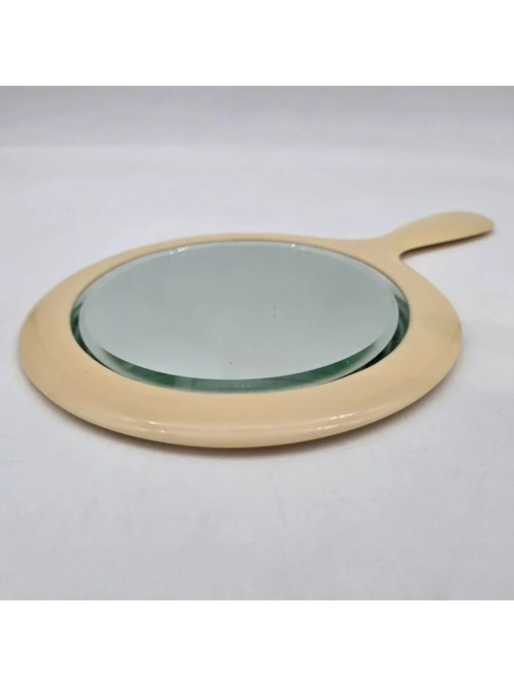 Vintage Ivory Celluloid Hand Mirror Round by Lyra Lin Dubarry